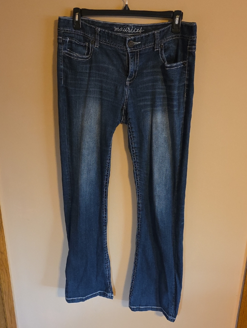 Women's Maurices Mid Rise Straight Leg Dark Wash Jeans Size 13/14 Long